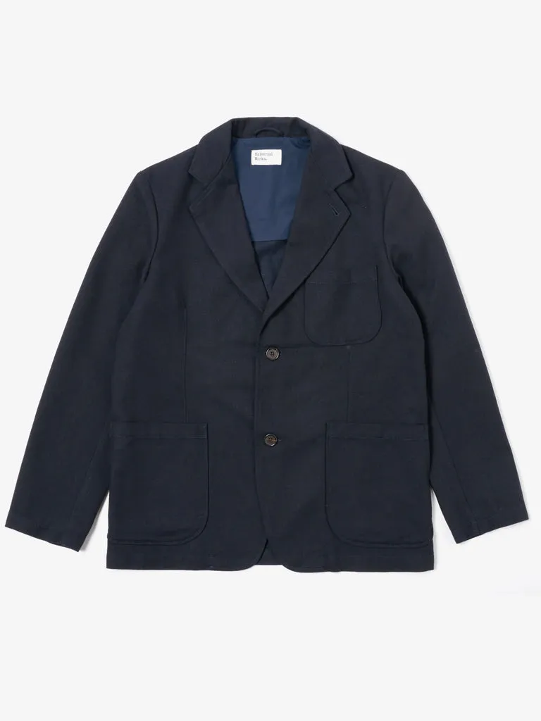 Universal Works Two Button Jacket in Italian Tweed Navy