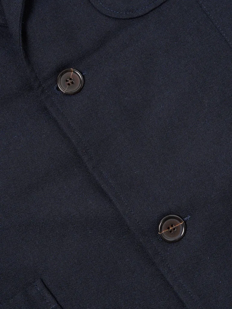 Universal Works Two Button Jacket in Italian Tweed Navy