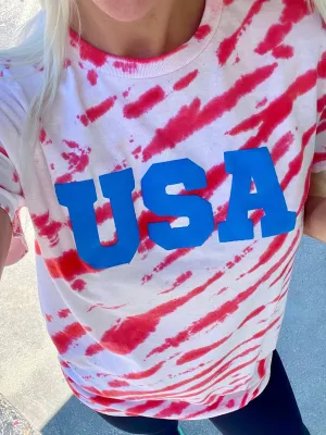 USA Red Zebra Tie-Dye Tee