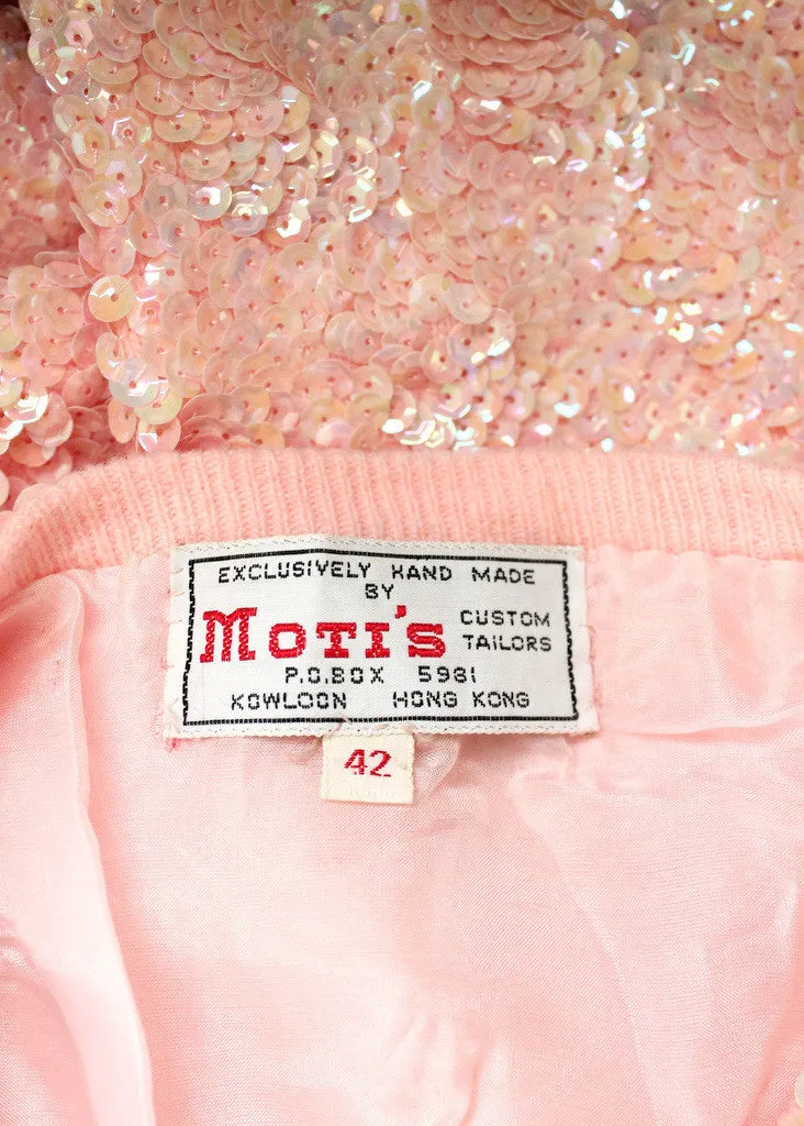 Vintage 1960s Pink Sequined Party Cardigan