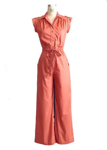 Vintage 1970s I. Magnin Rust Jumpsuit