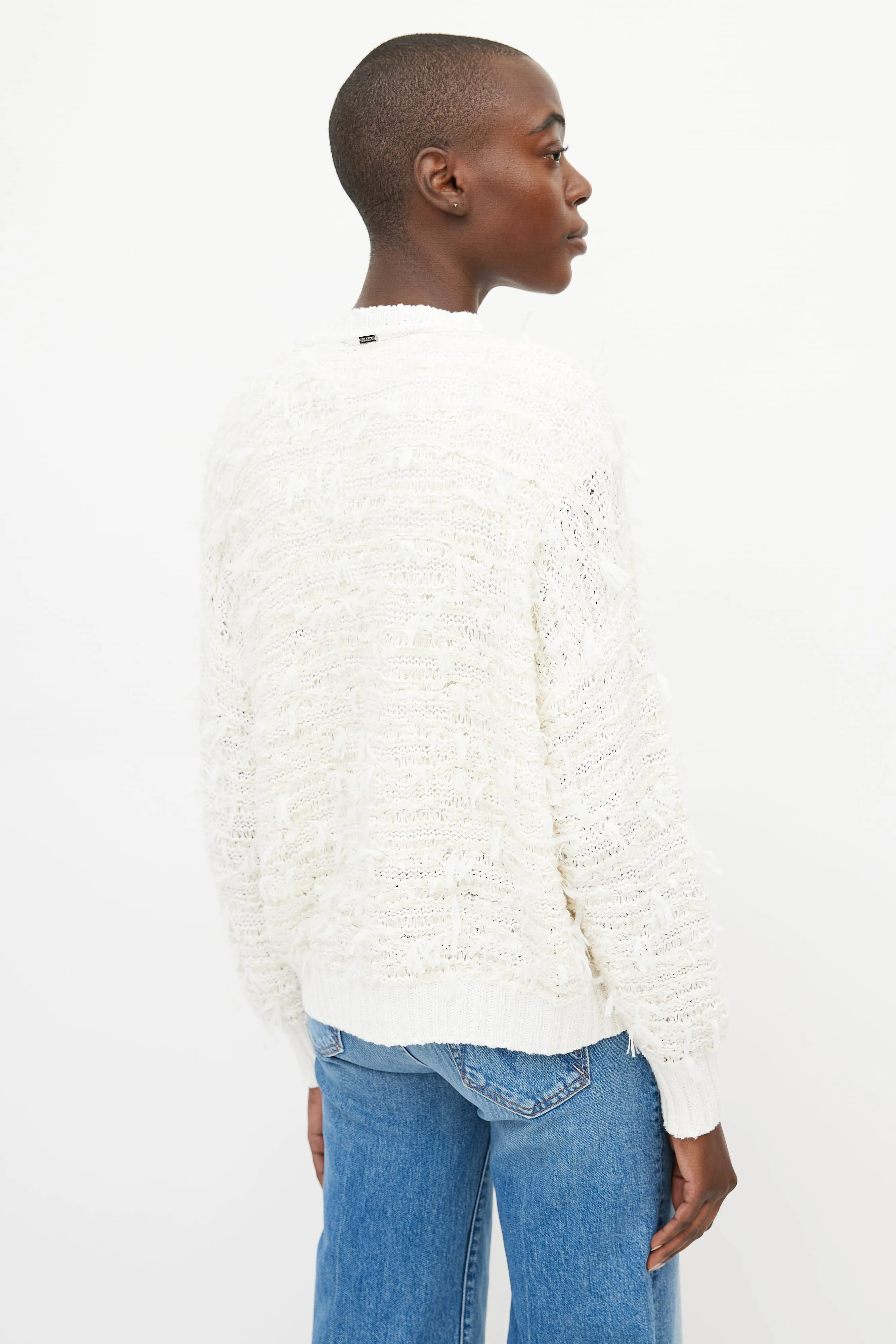 White Monili Fringe Cardigan