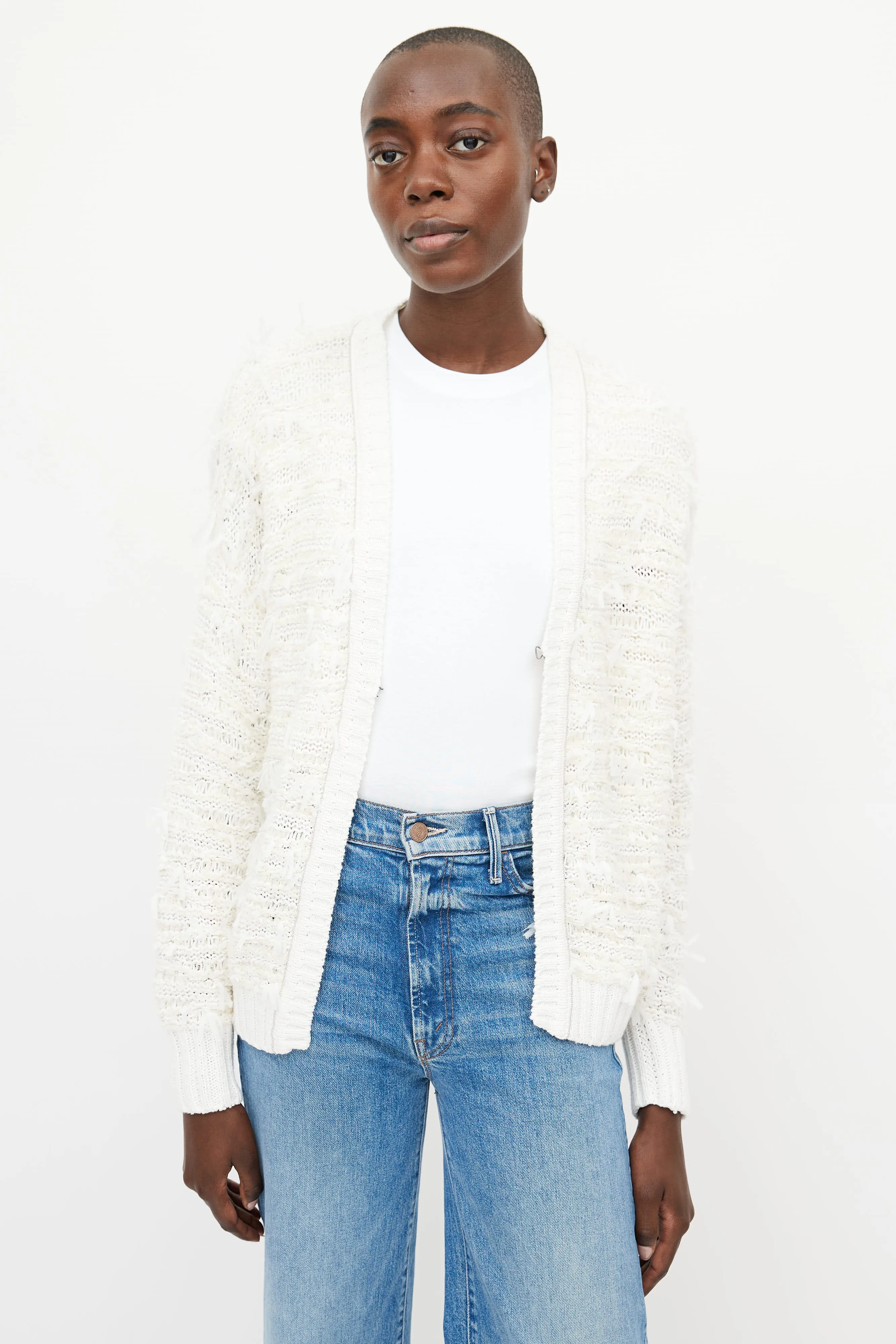 White Monili Fringe Cardigan