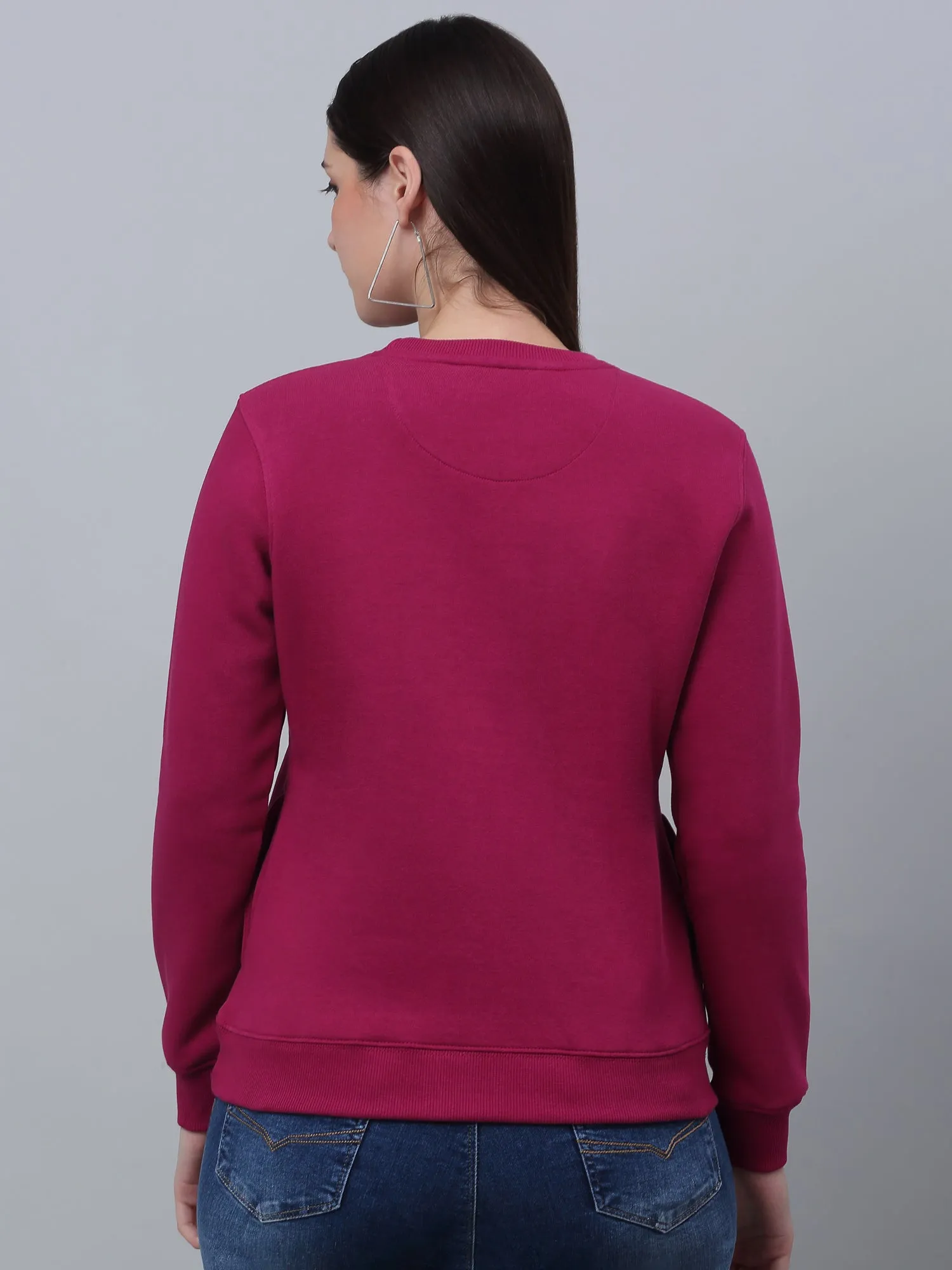 Women's Casual  Burgundy Regular Full Sleeve Pullover Sweatshirt