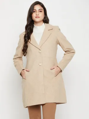 Women's Casual  Camel  Single breasted  Notched Lapel Collar Long Coat