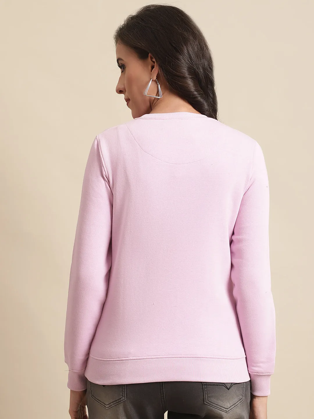 Women's Casual  Mauve Regular Full Sleeve Pullover Sweatshirt