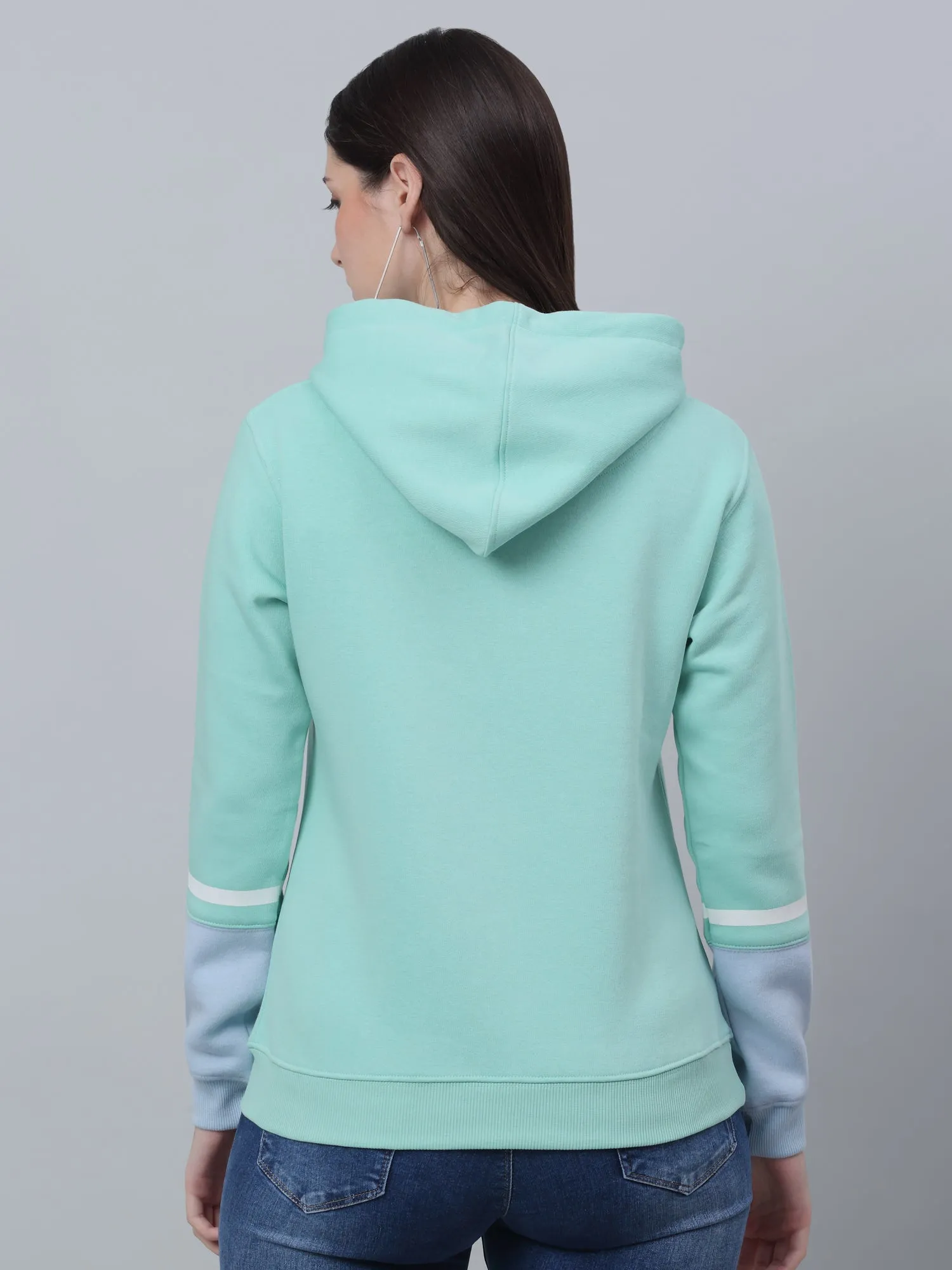 Women's Casual  Mint  Regular Full Sleeve  Pullover Hoodie Sweatshirt