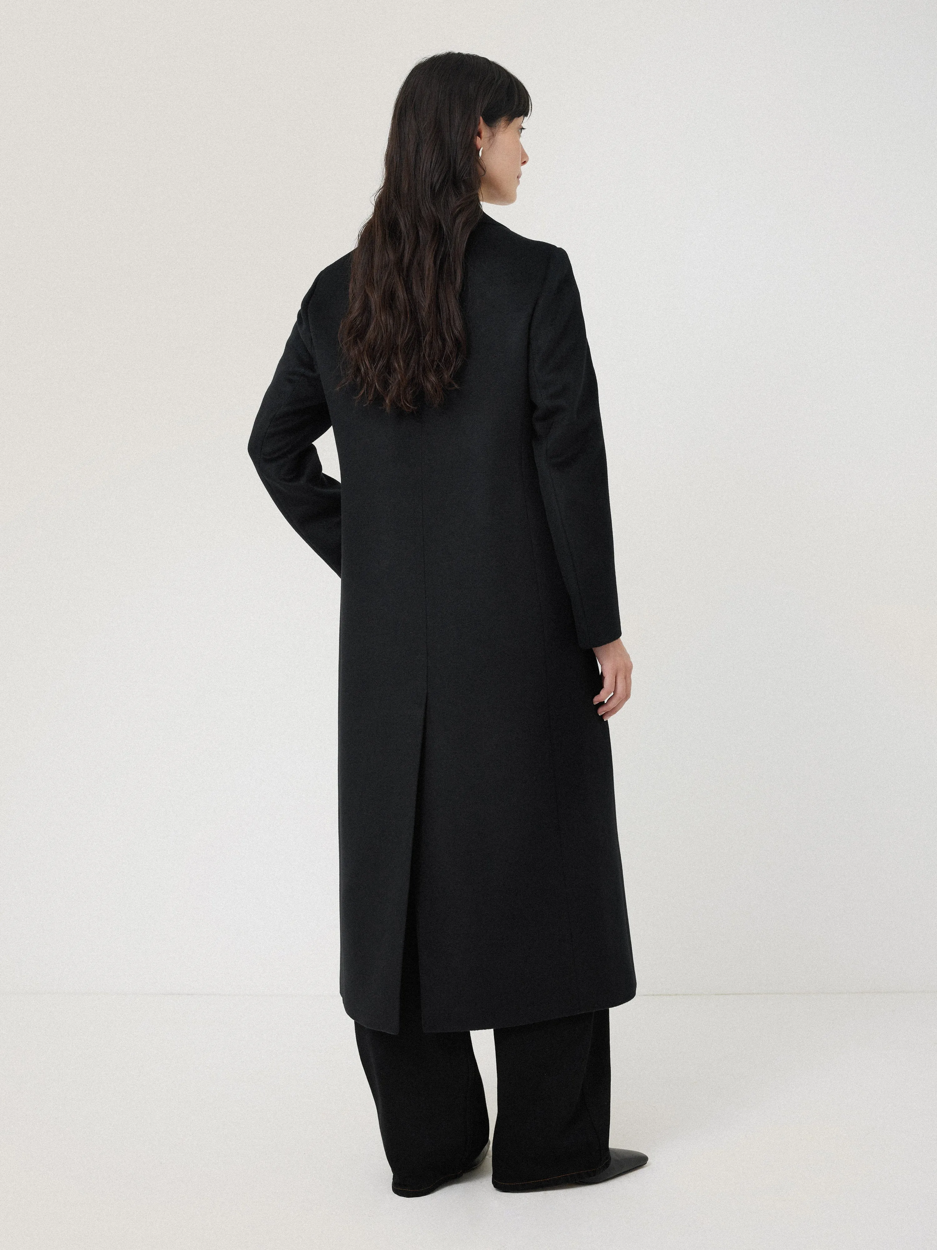 Wool Maxi City Coat | Black